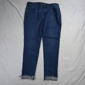 Michael Kors 12 High‎ Rise Skinny Raw Hem Medium Wash Stretch Denim Jeans